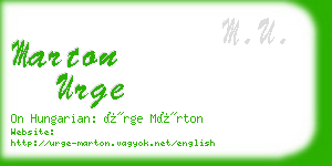 marton urge business card